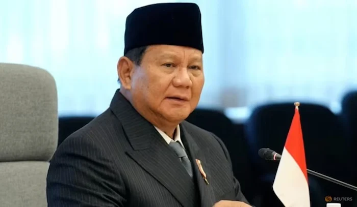 Indonesian President Prabowo Subianto delivering a speech.