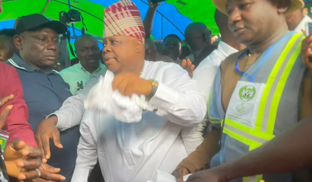 Osun State Governor Ademola Adeleke casting his vote