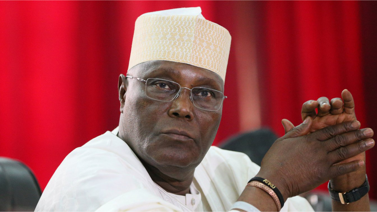 Atiku Abubakar speaking at a political event.
