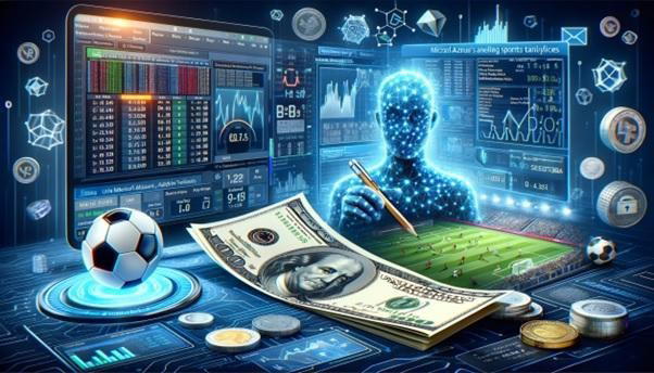 A futuristic representation of artificial intelligence integrated with sports betting data.
